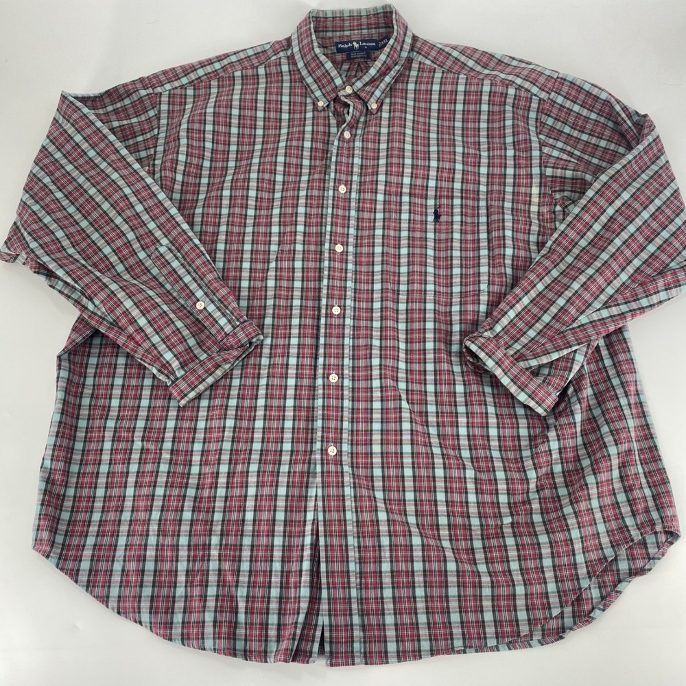Ralph Lauren Big Shirt Mens XXL Plaid Button‎ Down Long Sleeve Cotton Casual